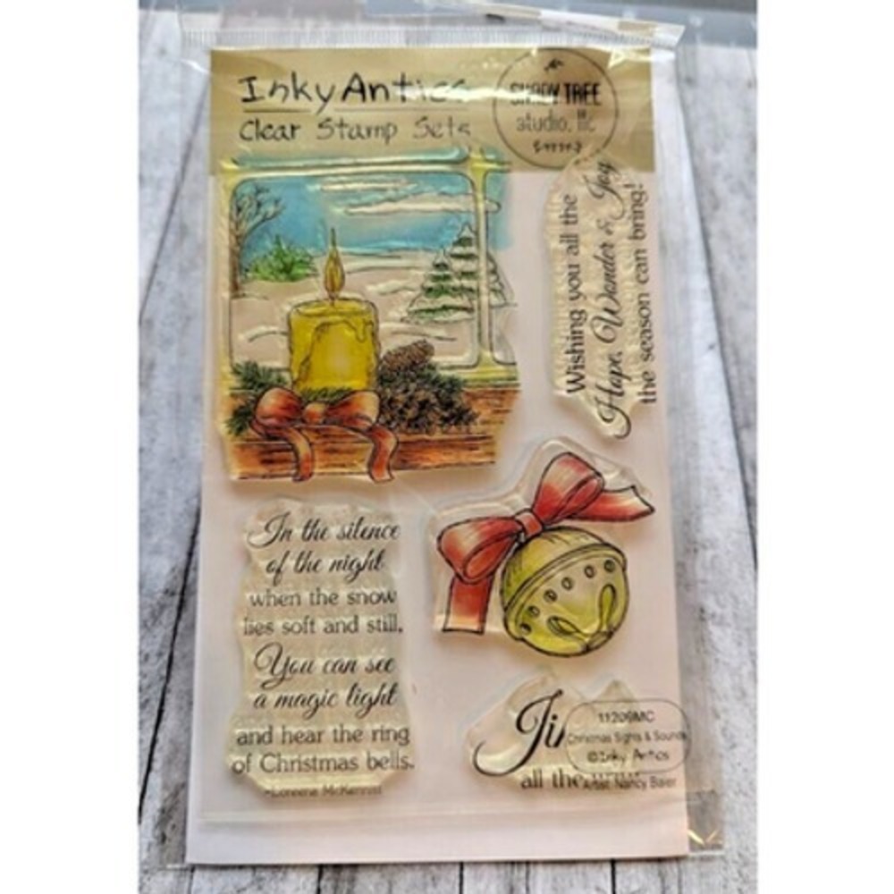 Inky Antics Christmas Clear Stamp Set 5 pc Holidays Quotes Candle